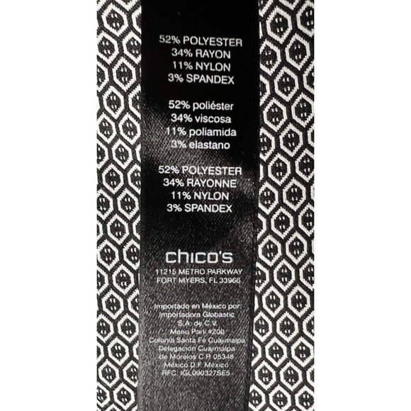 Chico's So Slimming Black/White Diamond Brigitte Slim Ankle Pant Size 2/34 - Picture 5 of 7